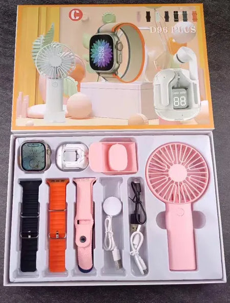 D96 Plus Smartwatch Suit – Bluetooth Smartwatch With Lcd Display, Wireless Earphones,
