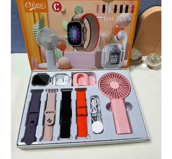 D96 Plus Smartwatch Suit – Bluetooth Smartwatch With Lcd Display, Wireless Earphones,