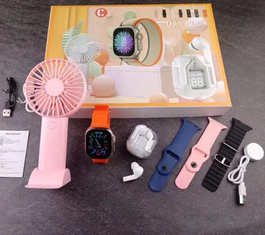 D96 Plus Smartwatch Suit – Bluetooth Smartwatch With Lcd Display, Wireless Earphones,