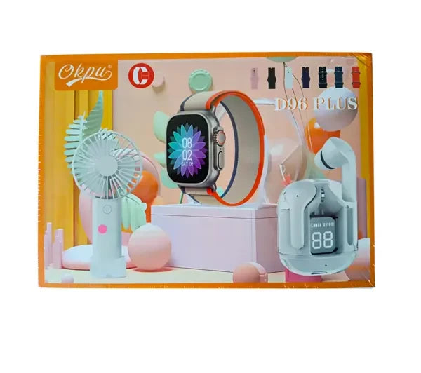 D96 Plus Smartwatch Suit – Bluetooth Smartwatch With Lcd Display, Wireless Earphones,