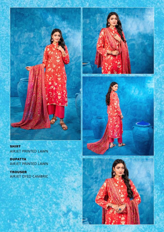 ✨ Zesh ✨ 3 Pieceunstitched Suit Zesh Summaer Lawn Collection 2025