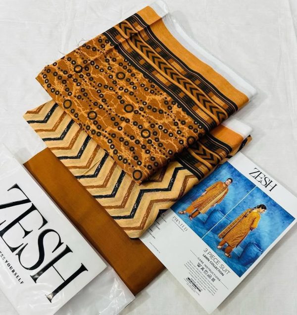 ✨ Zesh ✨ 3 Pieceunstitched Suit Zesh Summaer Lawn Collection 2025